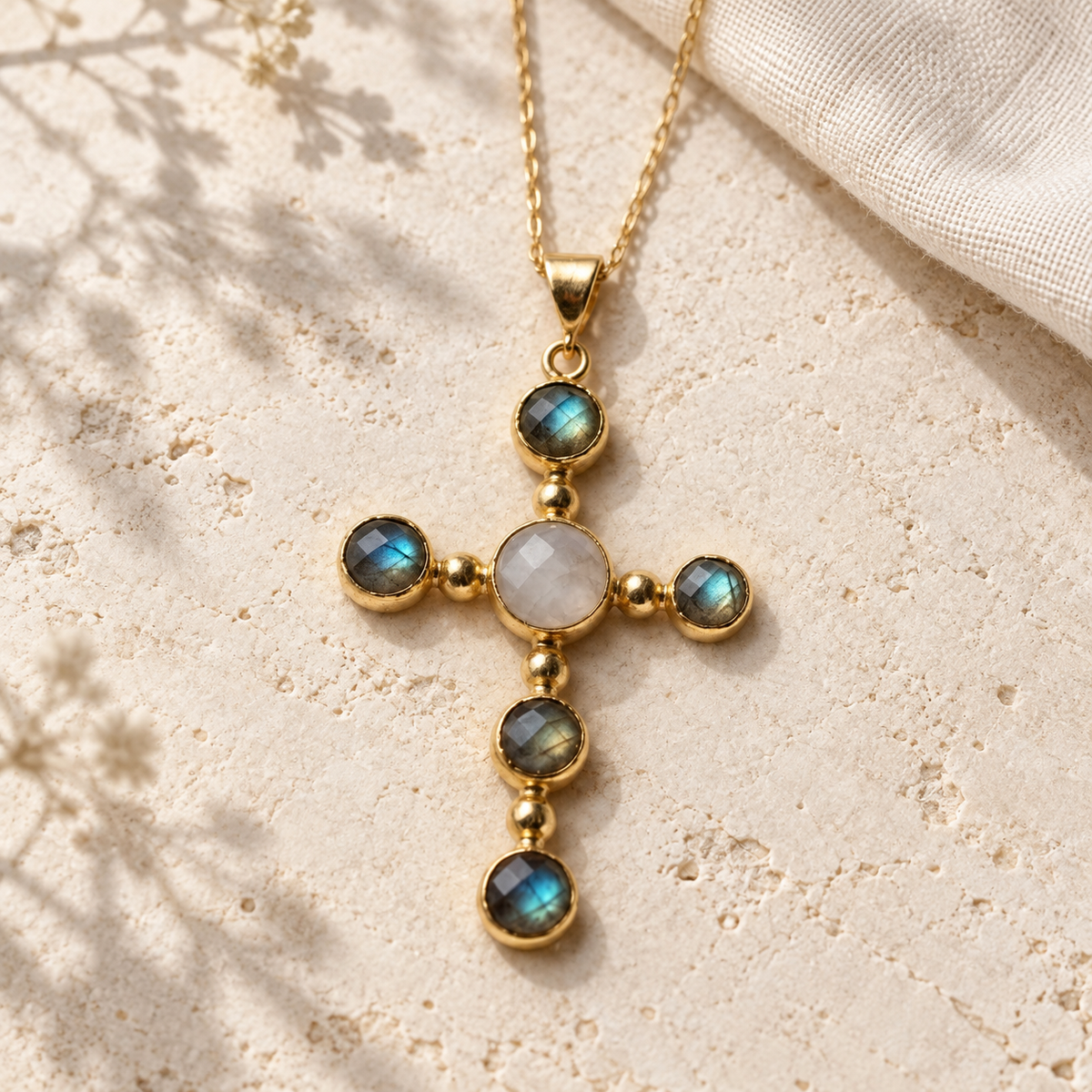 Melenia — Labradorite Cross Necklace