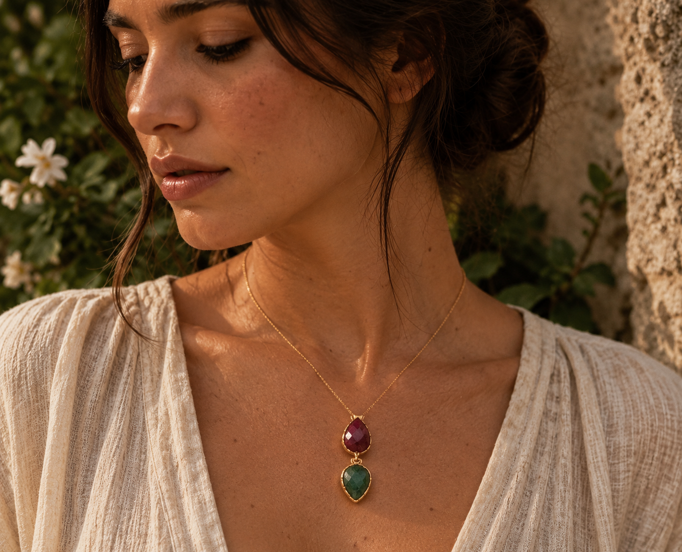 Diadem — Two Stones Agate Necklace