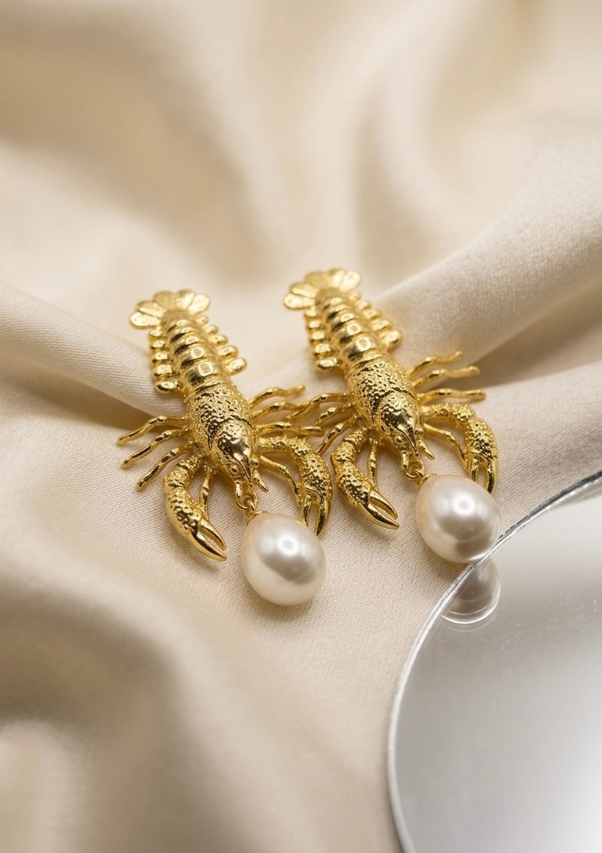 Scarlet — Boucles d'Oreilles Astice avec Perle de Nacre OREPLINE
