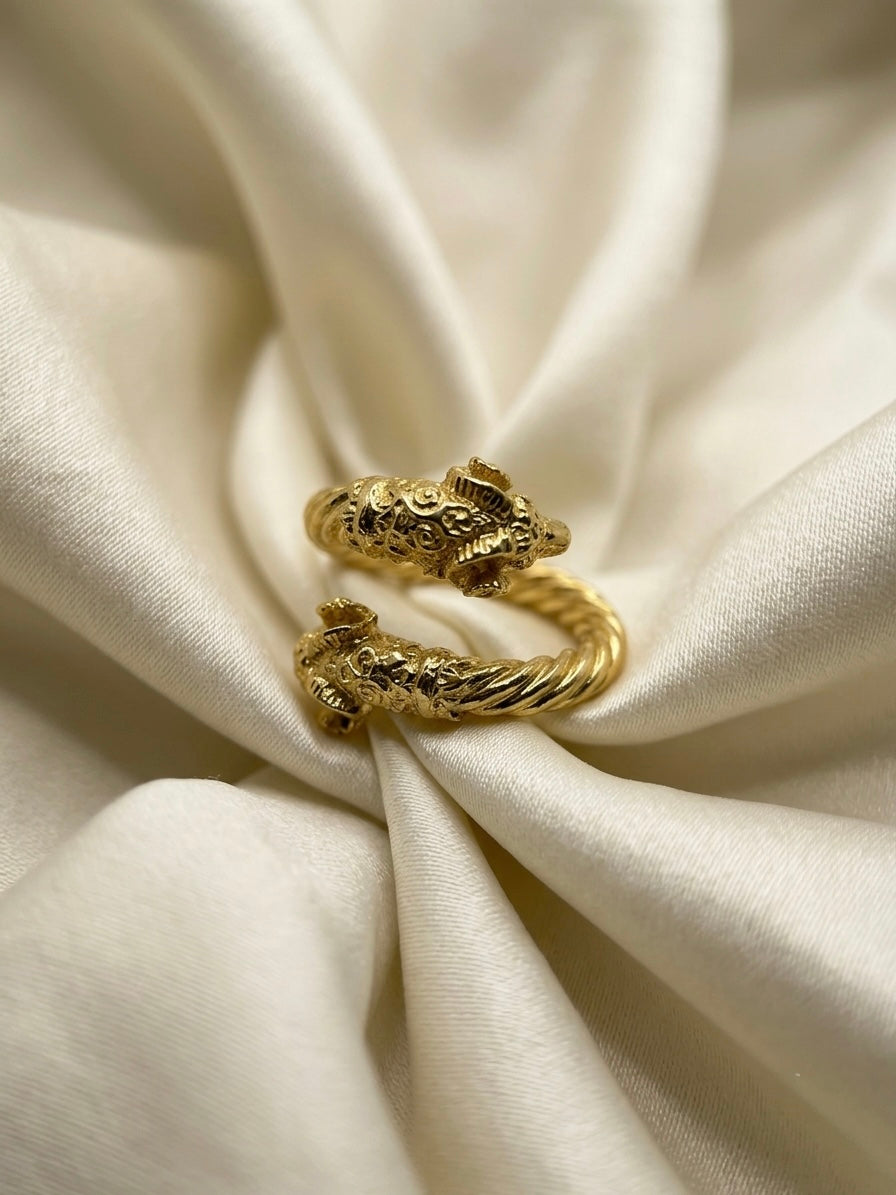 Duality — Bague Double Bélier Ajustable OREPLINE