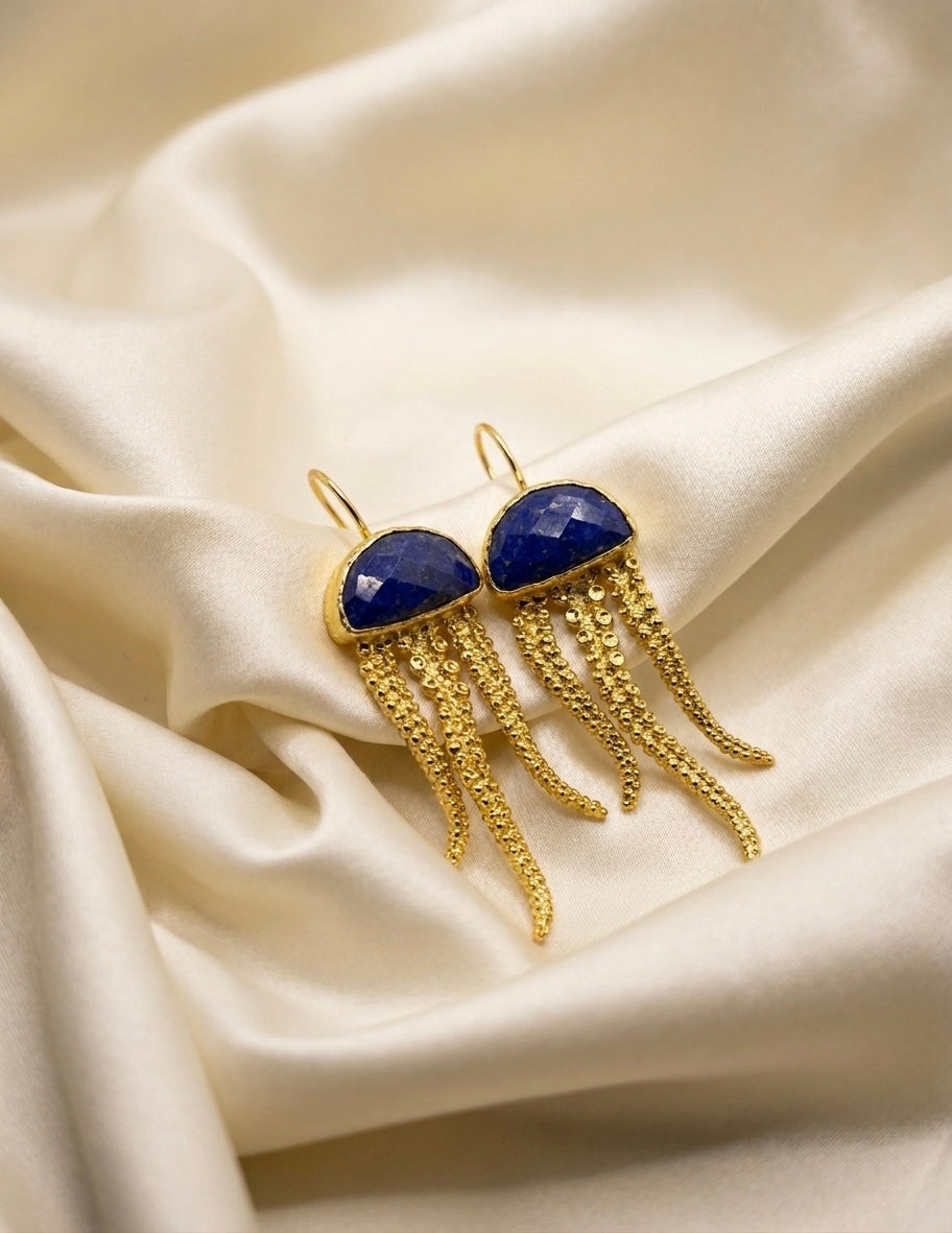 Jellyfish — Boucles d'Oreilles Méduse Lapis Lazuli OREPLINE