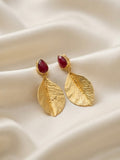 Crimson Leaf — Boucles d'Oreilles Feuille Agate Rouge OREPLINE