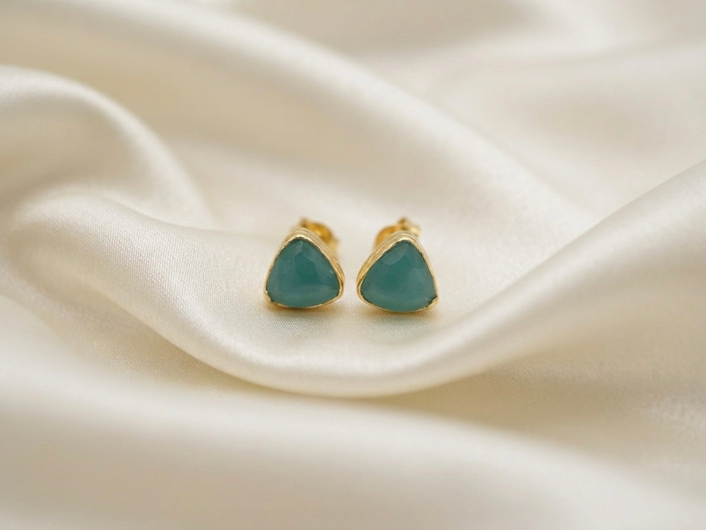 Trilogie — Boucles d'Oreilles Quartz Bleu Triangle OREPLINE
