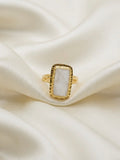 Pura — Bague Quartz Blanc dorée ajustable OREPLINE