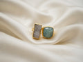 Nexus — Bague Double Pierre Quartz Blanc et Agate Verte OREPLINE