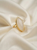 Aura — Bague Quartz Blanc Marquise dorée OREPLINE