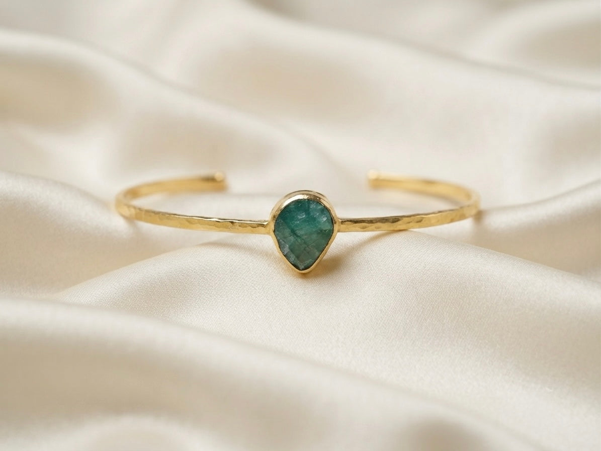 Viridis — Jonc Agata Verde bronze plaqué or OREPLINE