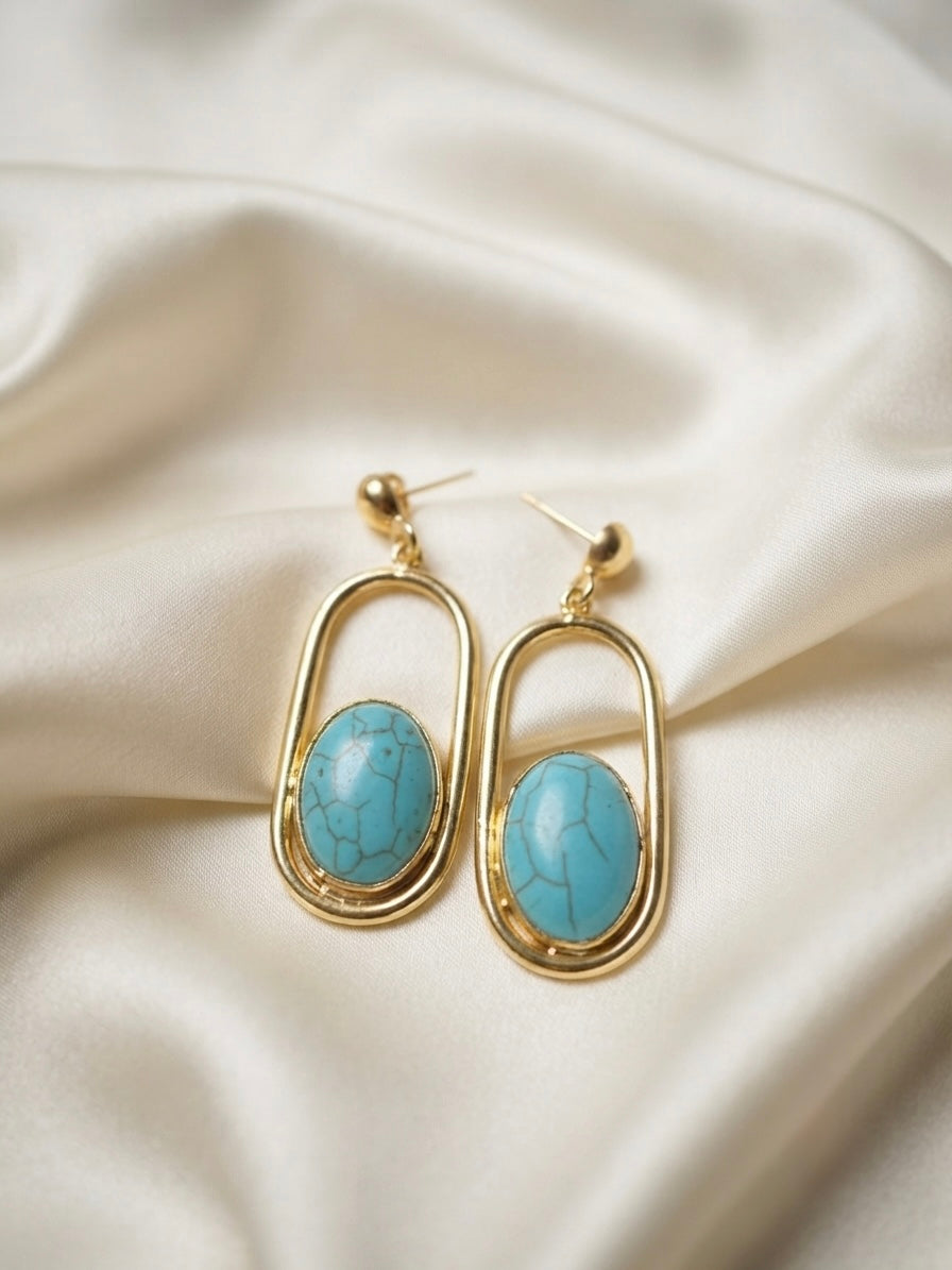 Turqua — Boucles d’Oreilles Turquoise Bronze Doré OREPLINE