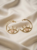Visio — Boucles d’Oreilles Œil Doré Quartz Rose OREPLINE