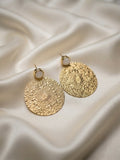 Mandala — Boucles d’Oreilles Disque Doré Quartz Blanc OREPLINE