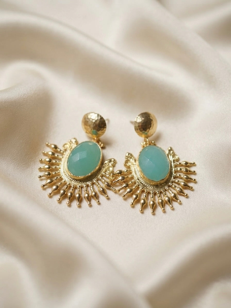 Aura — Boucles d’Oreilles Soleil Quartz Bleu Clair OREPLINE