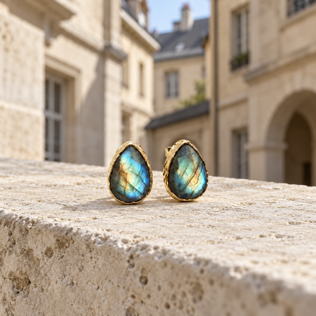 Larme — Stone Drop Earrings