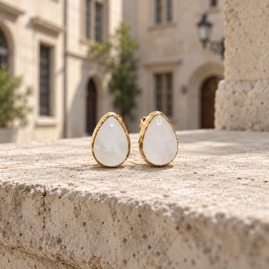 Larme — Stone Drop Earrings