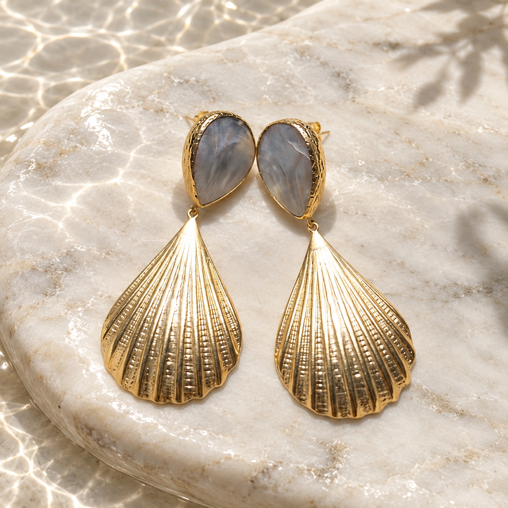 Nacar — Golden Shell Earrings