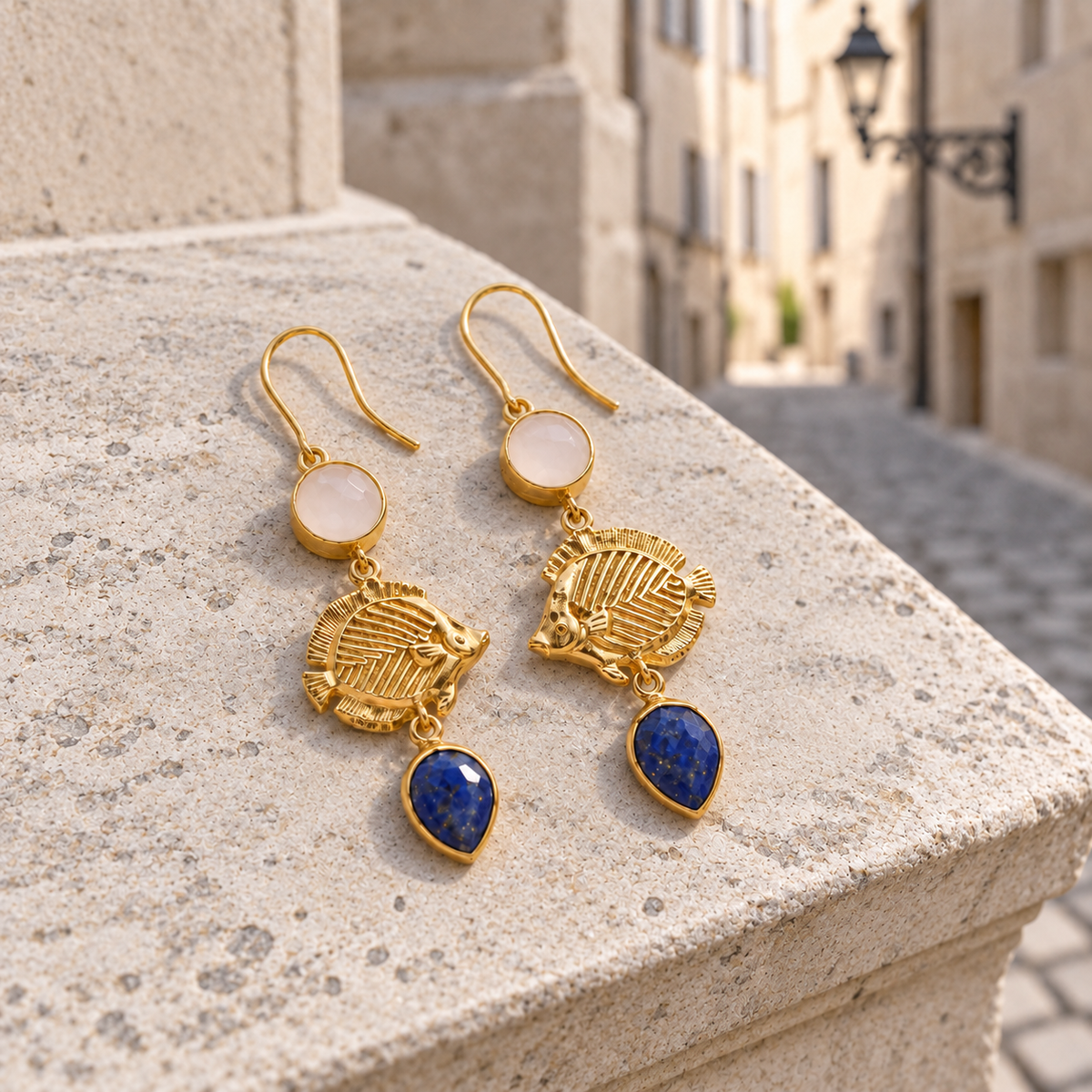 Blue Lagoon — Mother of Pearl & Lapis Lazuli Earrings