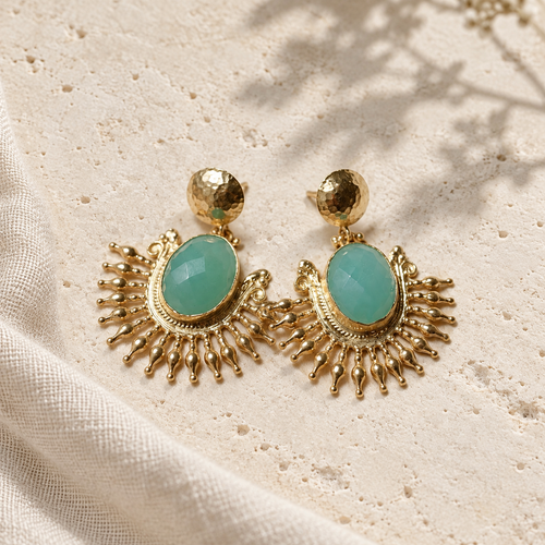 Aura — Boucles d’Oreilles Soleil en Bronze Plaqué Or