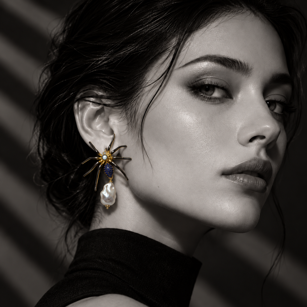 ATRAX — Mother of Pearl Spider Earrings