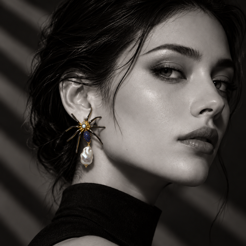 ATRAX — Boucles d'Oreilles Araignée en Nacre