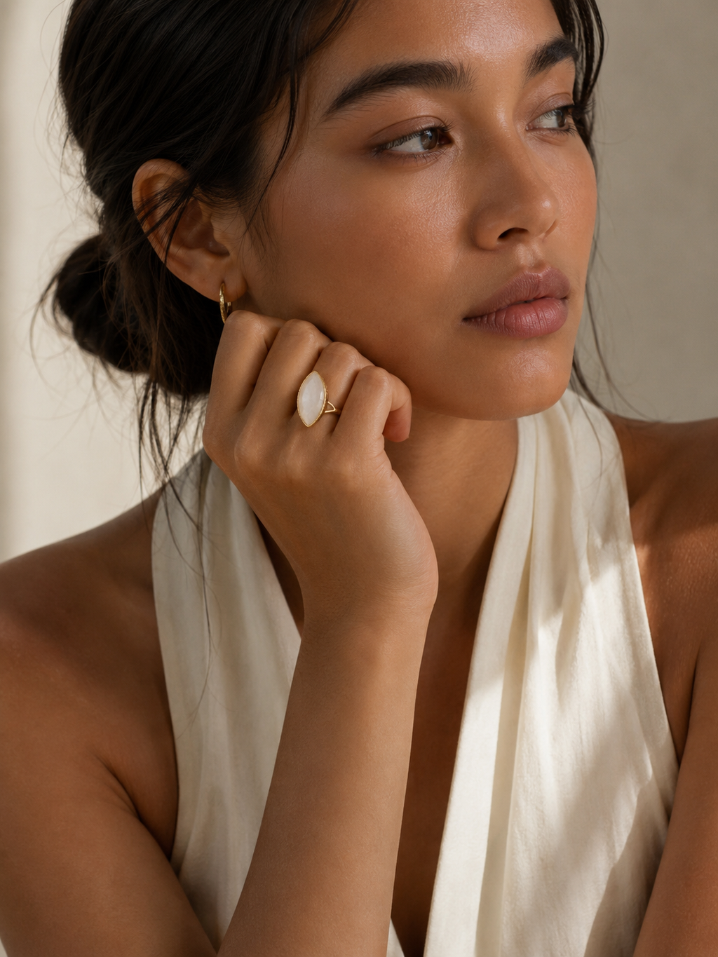 Aura — White Quartz Marquise Ring