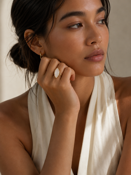 Aura — White Quartz Marquise Ring