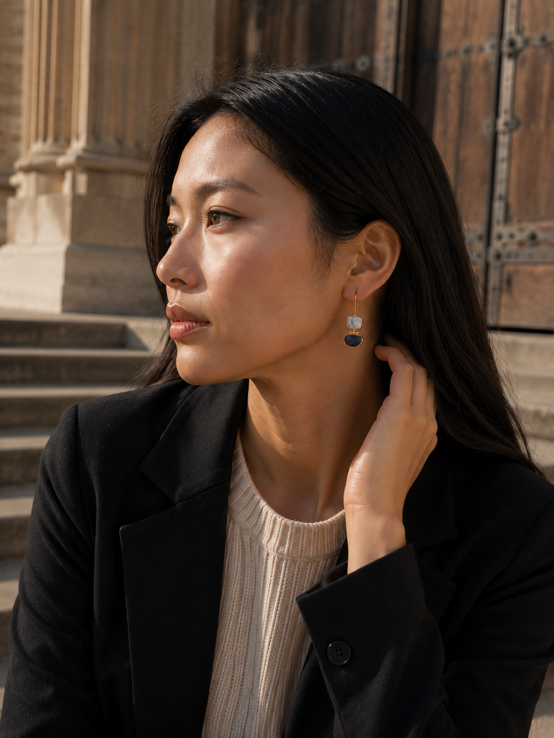 Equinox — Howlite & Labradorite Earrings