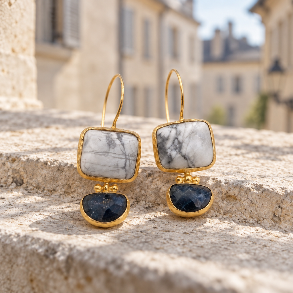 Équinoxe — Howlite & Labradorite Earrings
