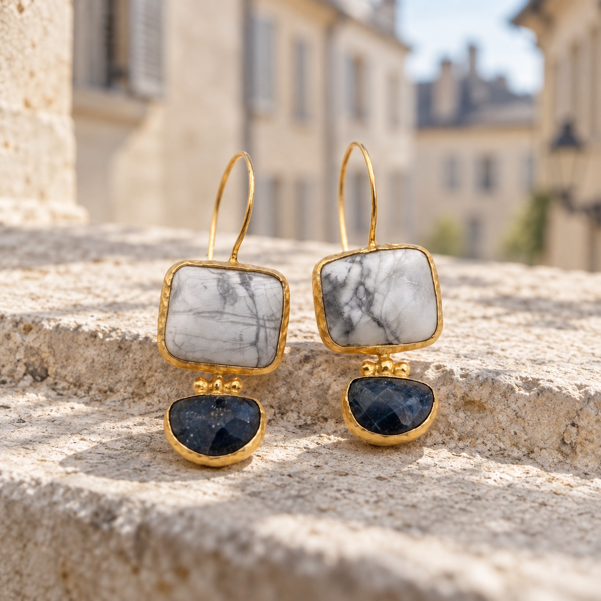 Équinoxe — Howlite & Labradorite Earrings
