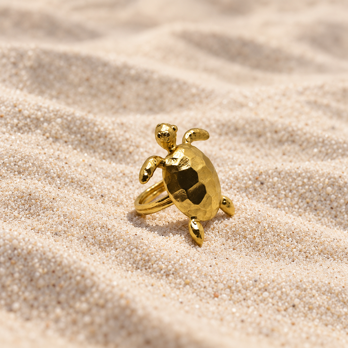 Gaia — Adjustable Turtle Ring in Gold-Plated Bronze