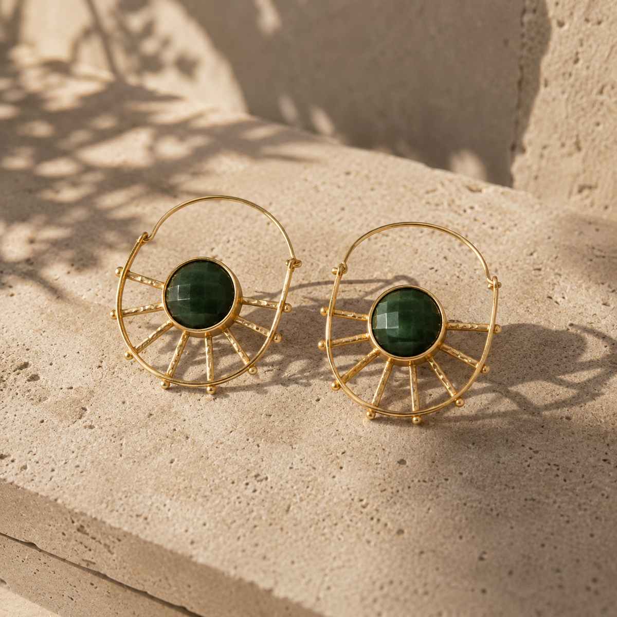 HALO — Green Agate Earrings
