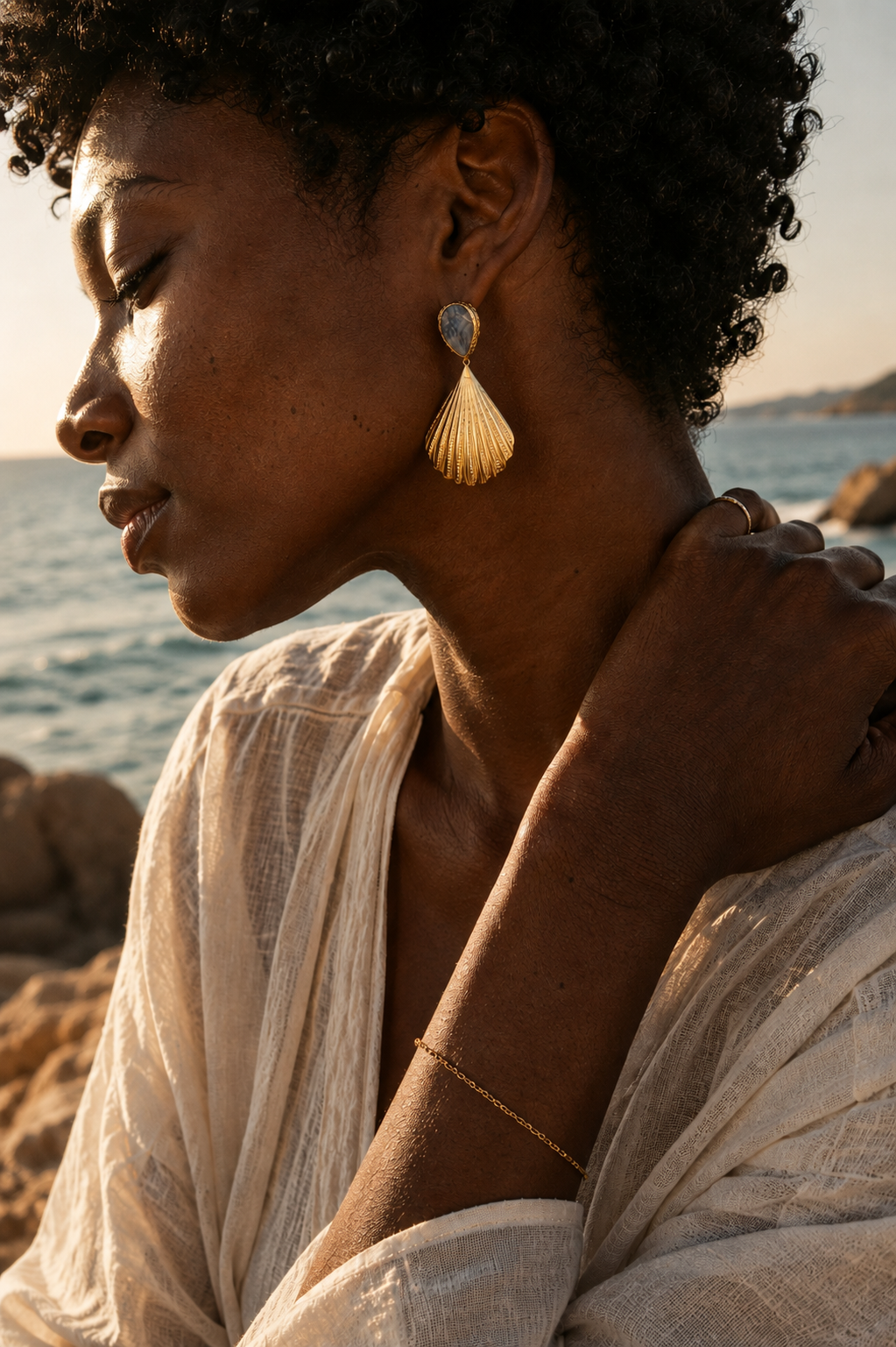 Nacar — Golden Shell Earrings