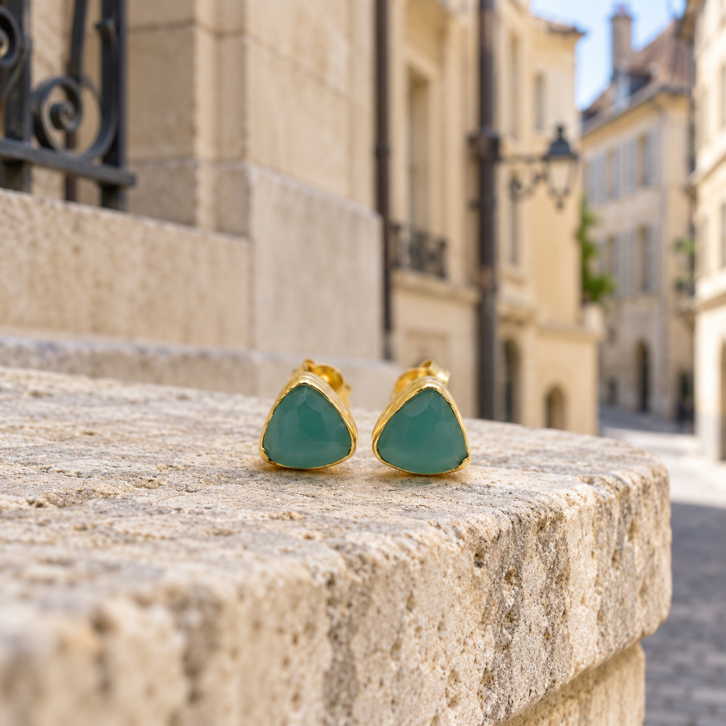 Trilogie — Boucles d'Oreilles Quartz Triangle