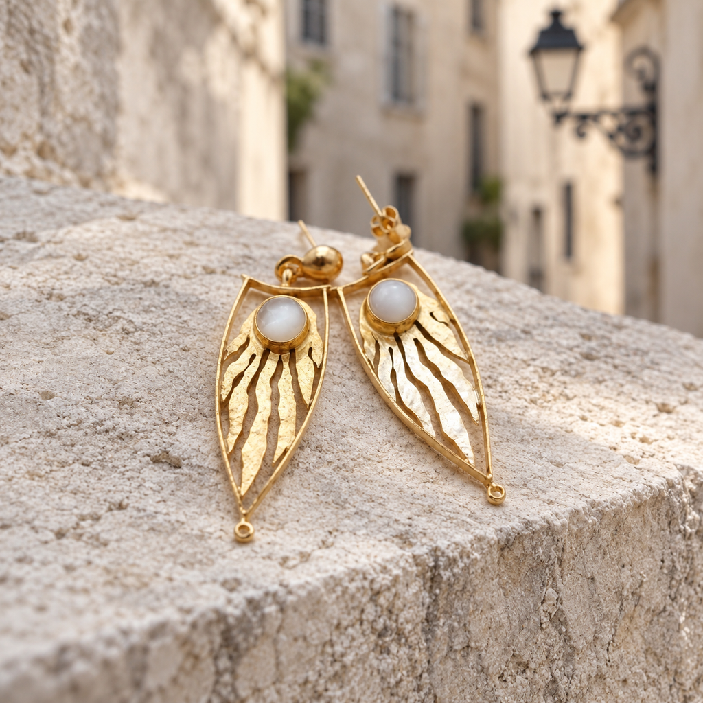 Vénus — Boucles d'Oreilles Pendantes Pierre